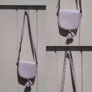 Victoria's Secret Mini Crossbody Satchel Bag Studded Tassel Faux Leather Pink